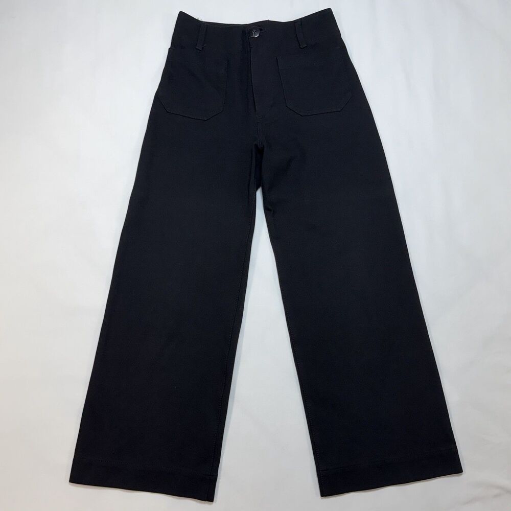 Maeve Anthropologie The Colette Crop Wide Leg Pants Sz 26 Black Boho Minimalist